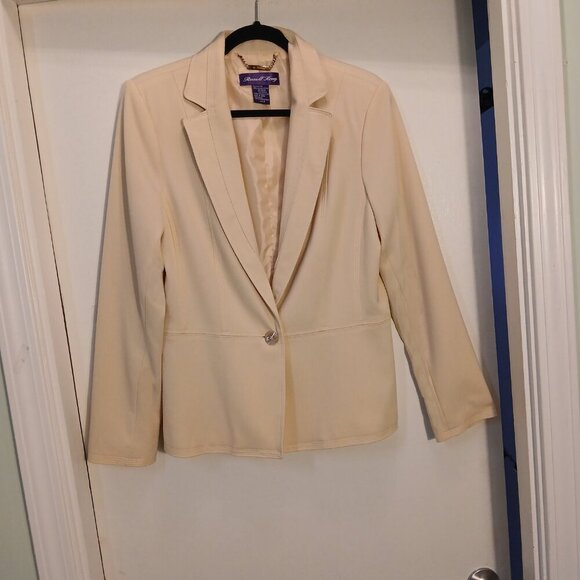 Russell Kemp Butter Yellow Soft & Stylish One Button Blazer Machine Wash&Dry Sz8 - Picture 10 of 10